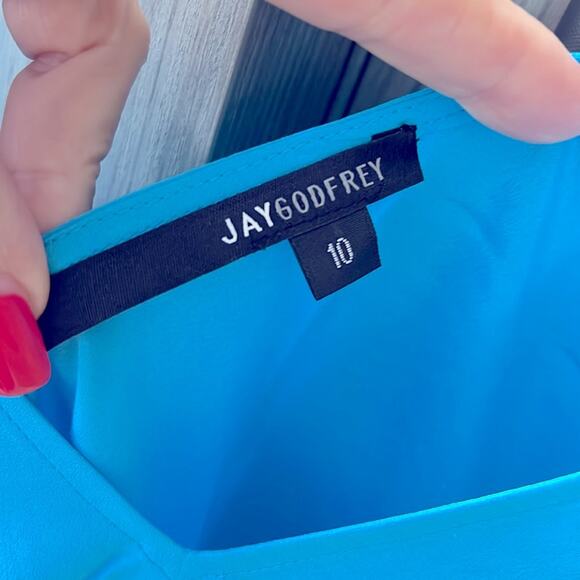 NWT $300+ JAY GODFREY Bower Kimono cut out mini dress turquoise blue 10 - Picture 4 of 7